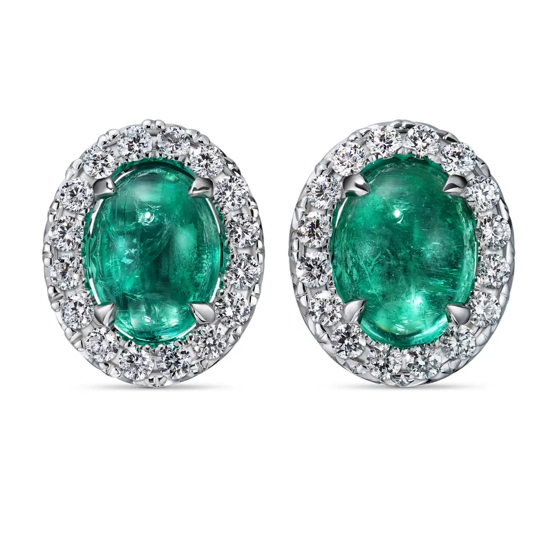 Stud earrings 0.56 + 0.55 ct. Emeralds 0.56 + 0.55 ct. Side diamonds 0.21 ct