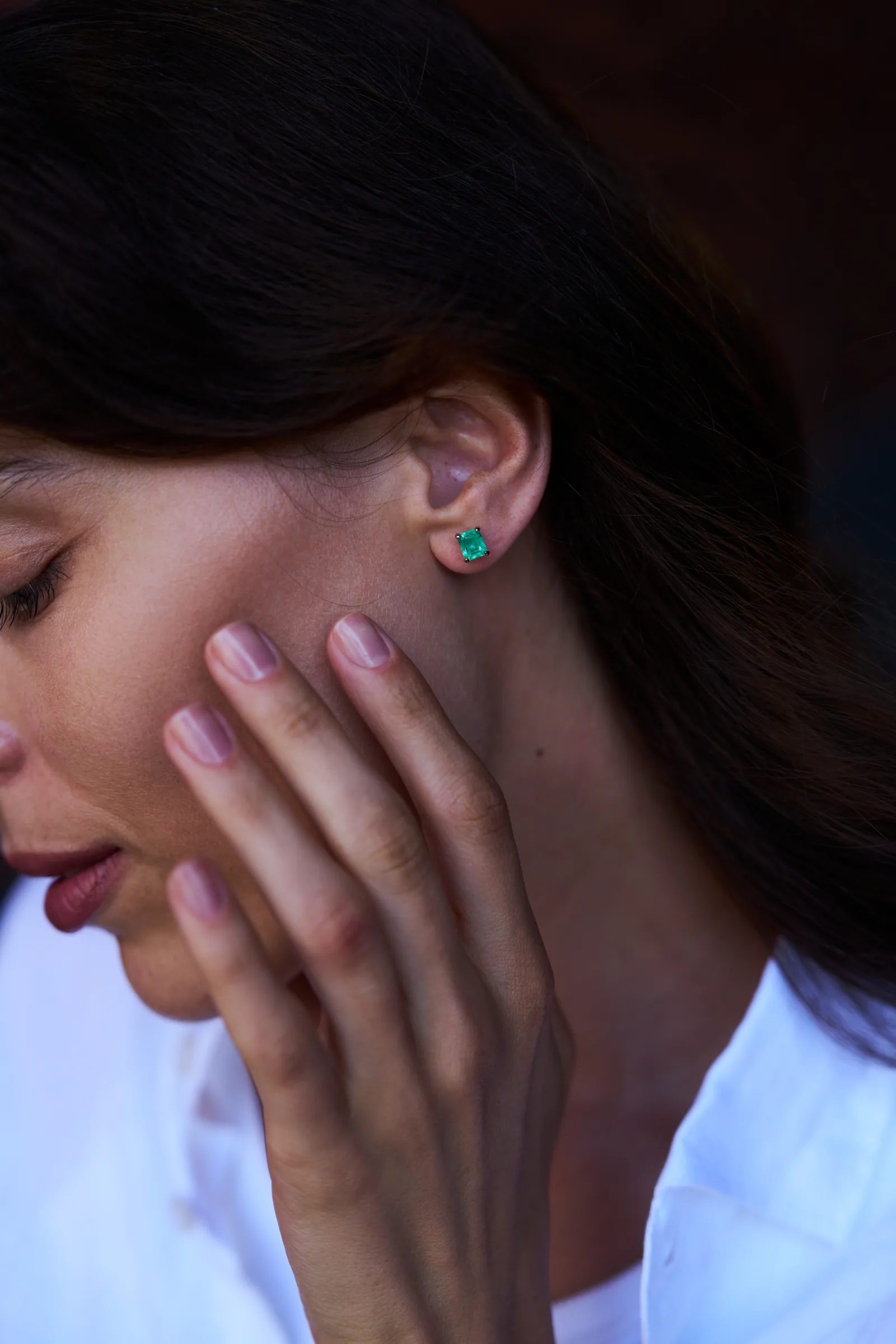 Stud earrings 1.02 + 0.99 ct. Emeralds 1.02 + 0.99 ct. Colour 5, Г2 (Russian grading) — 3