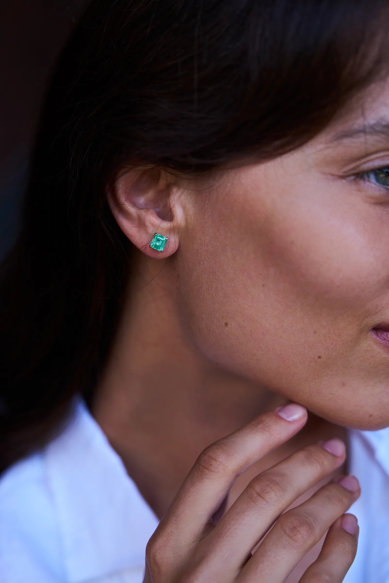 Stud earrings 1.14 + 1.06 ct. Emeralds 1.14 + 1.06 ct. Colour 5, Г2 (Russian grading) — 3