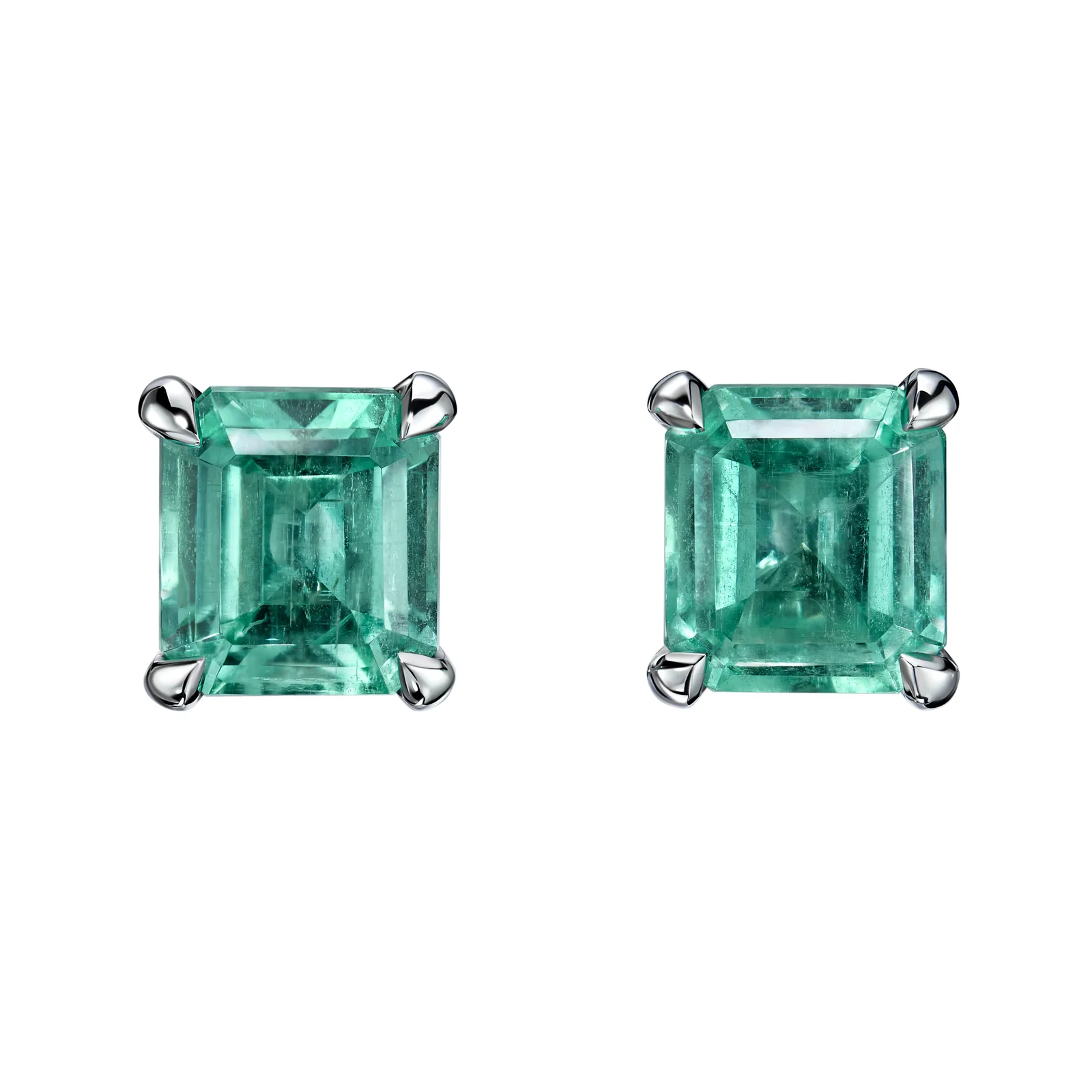 Stud earrings 1.14 + 1.06 ct. Emeralds 1.14 + 1.06 ct. Colour 5, Г2 (Russian grading)