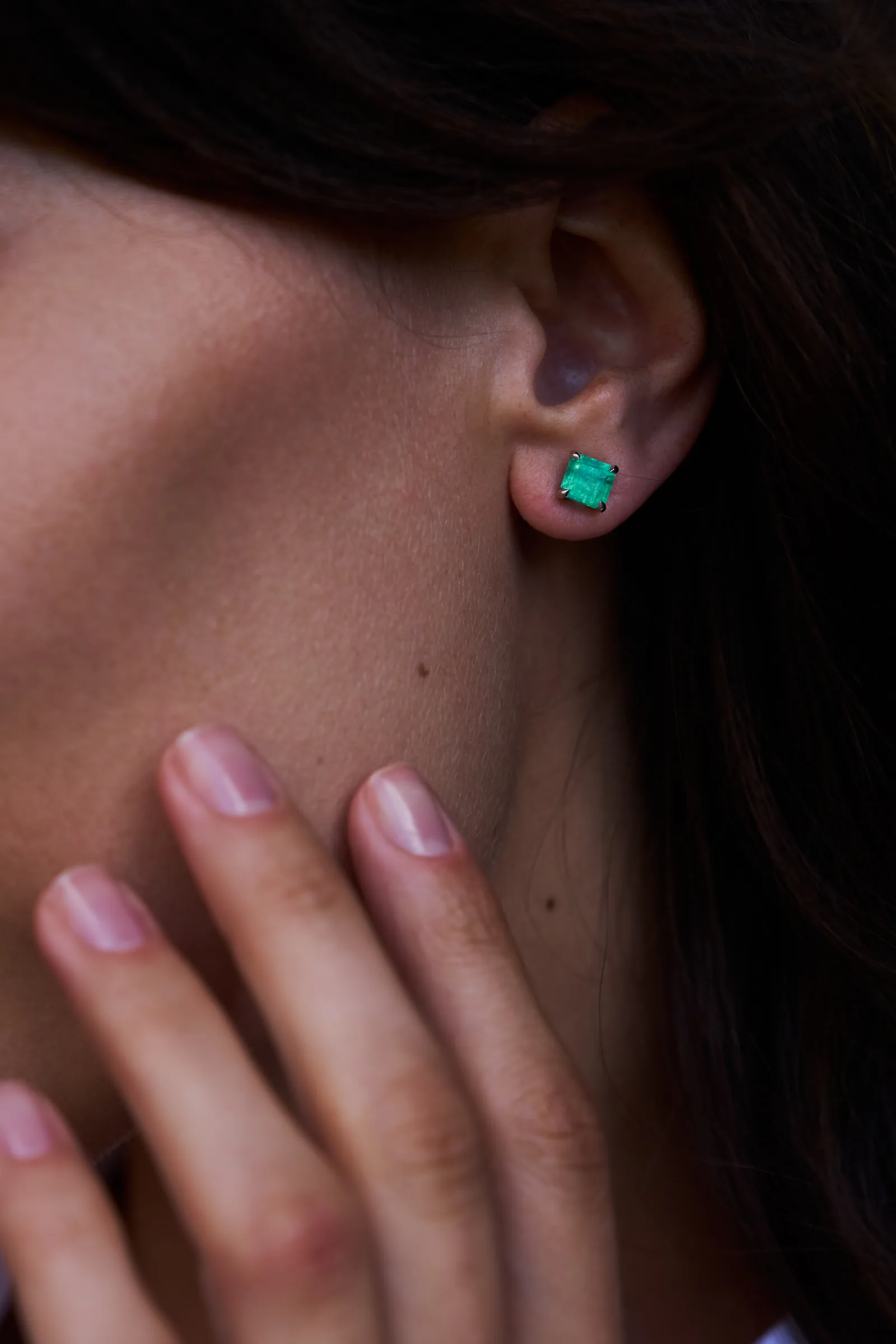 Stud earrings 1.24 + 1.16 ct. Emeralds 1.24 + 1.16 ct. Colour 5, Г2 (Russian grading) — 4