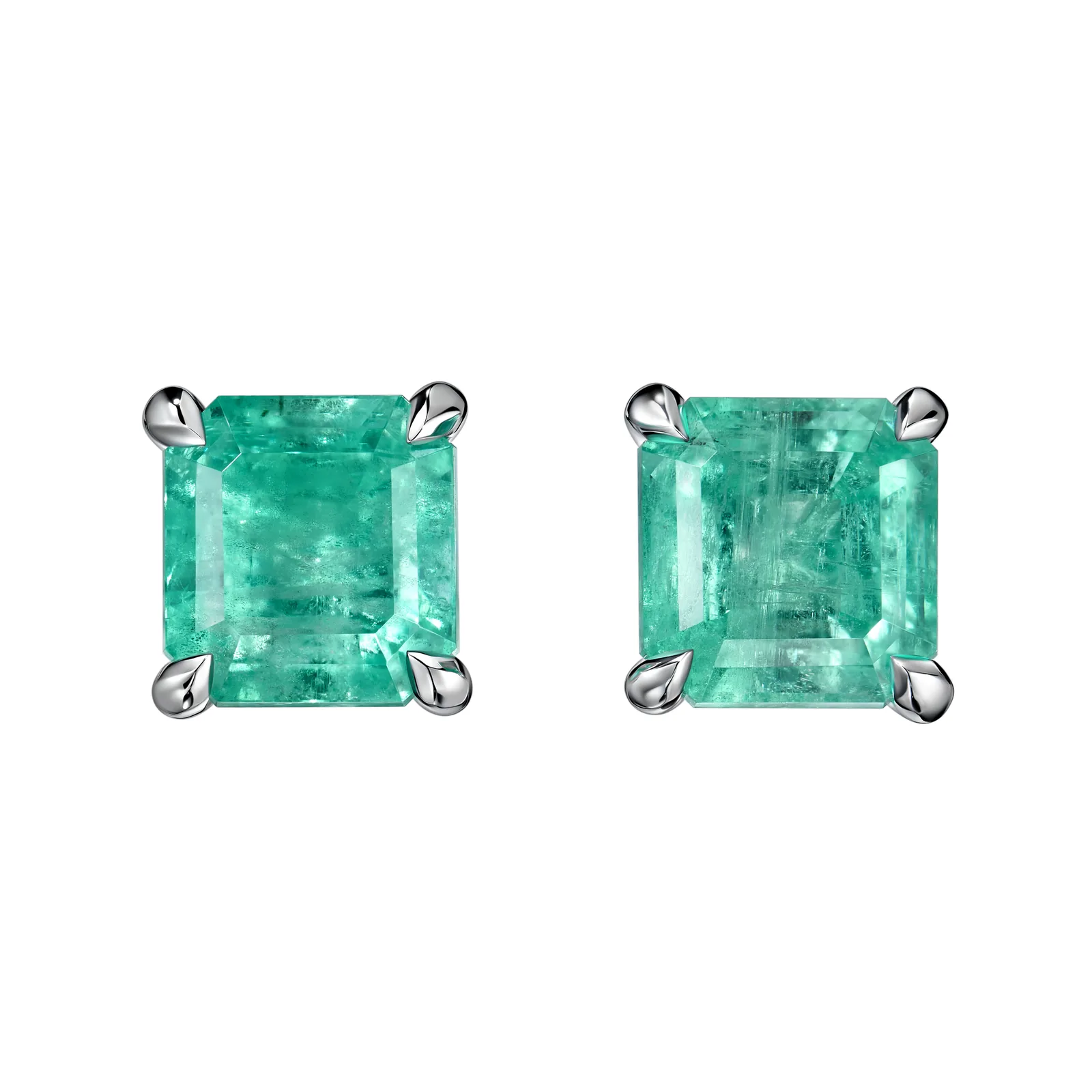 Stud earrings 1.24 + 1.16 ct. Emeralds 1.24 + 1.16 ct. Colour 5, Г2 (Russian grading)