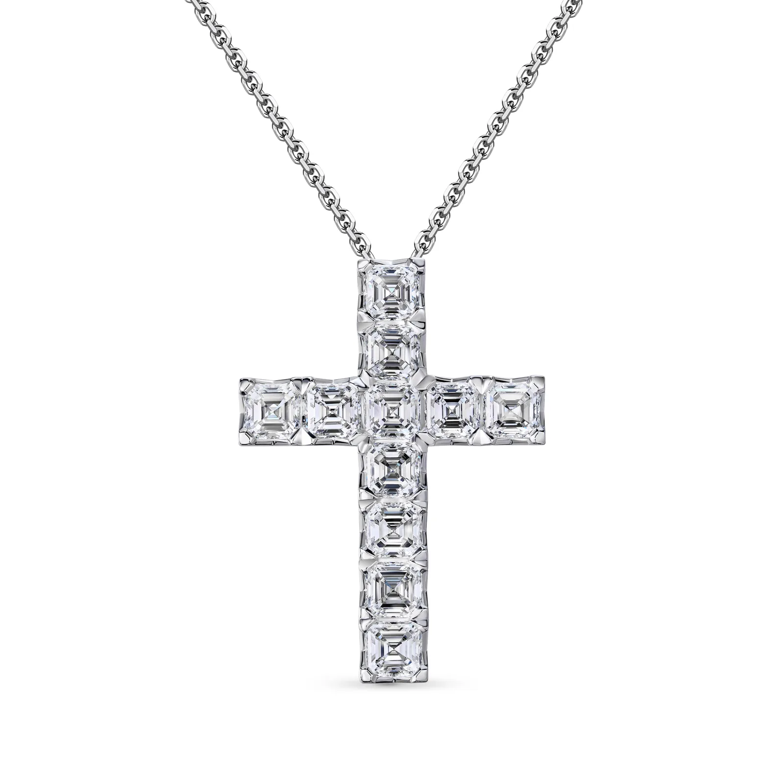 Cross pendant 3.47 ct. White diamond 3.47 ct. Colour D-E, clarity VVS1