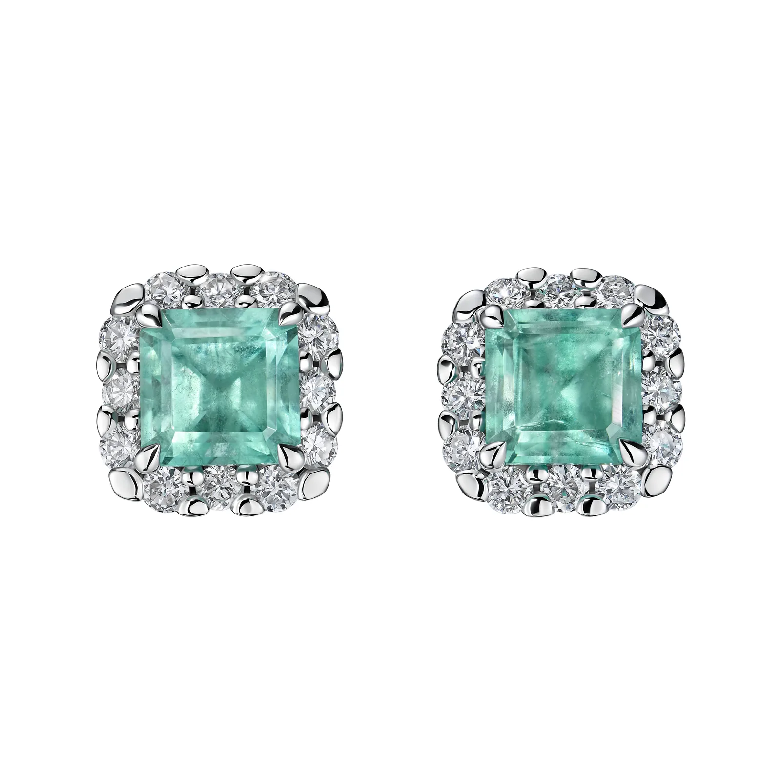Stud earrings 1.24 + 1.19 ct. Emeralds 1.24 + 1.19 ct. Colour 5, Г3 (Russian grading)