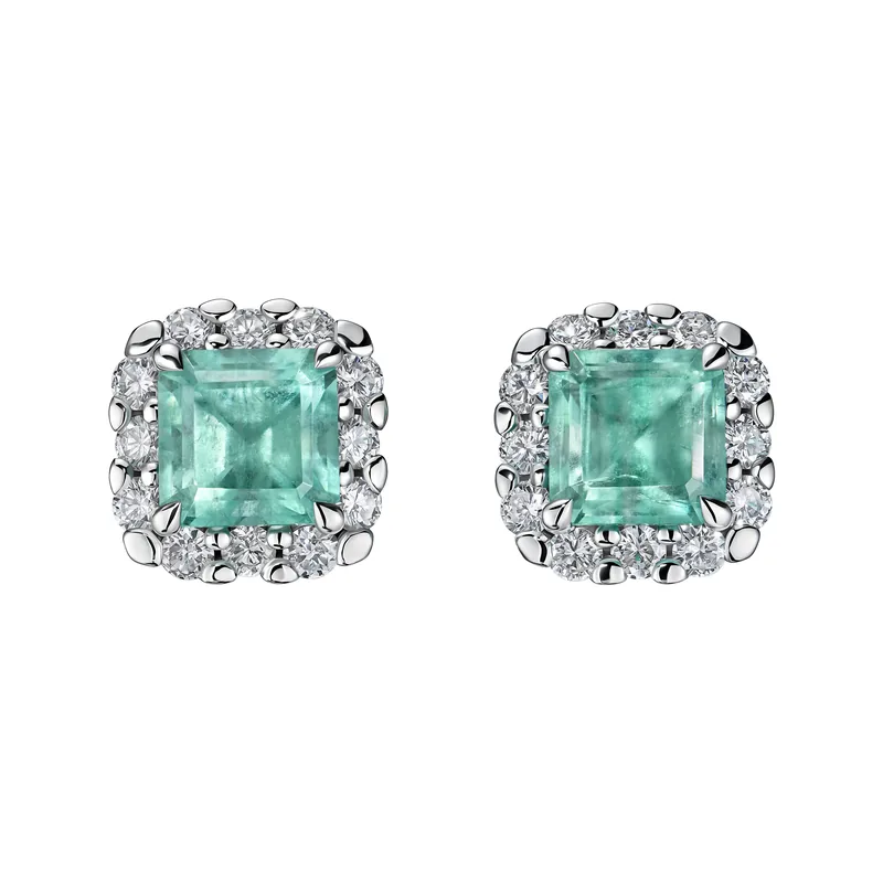 Stud earrings 1.24 + 1.19 ct. Emeralds 1.24 + 1.19 ct. Colour 5, Г3 (Russian grading)