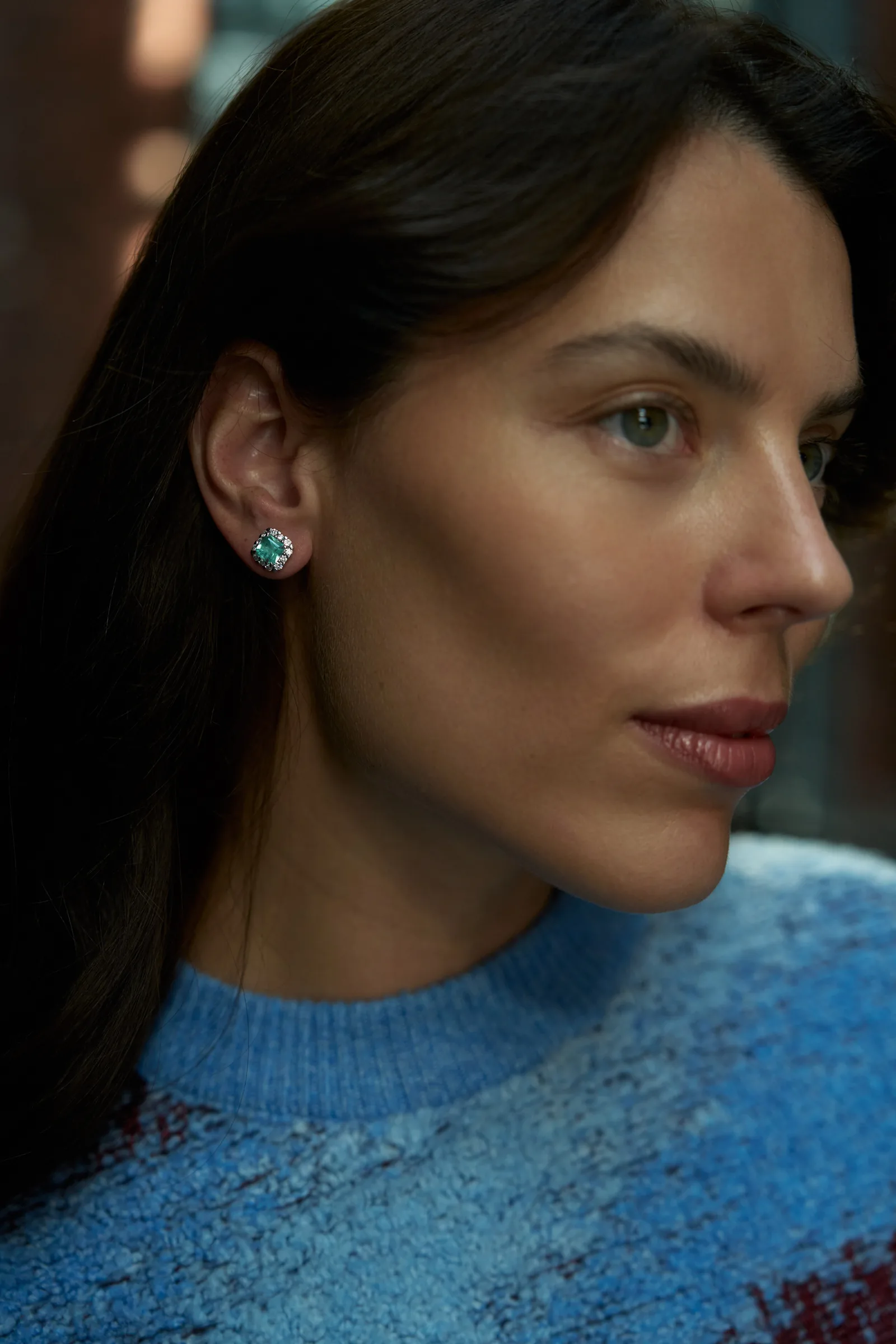 Stud earrings 1.24 + 1.19 ct. Emeralds 1.24 + 1.19 ct. Colour 5, Г3 (Russian grading) — 4