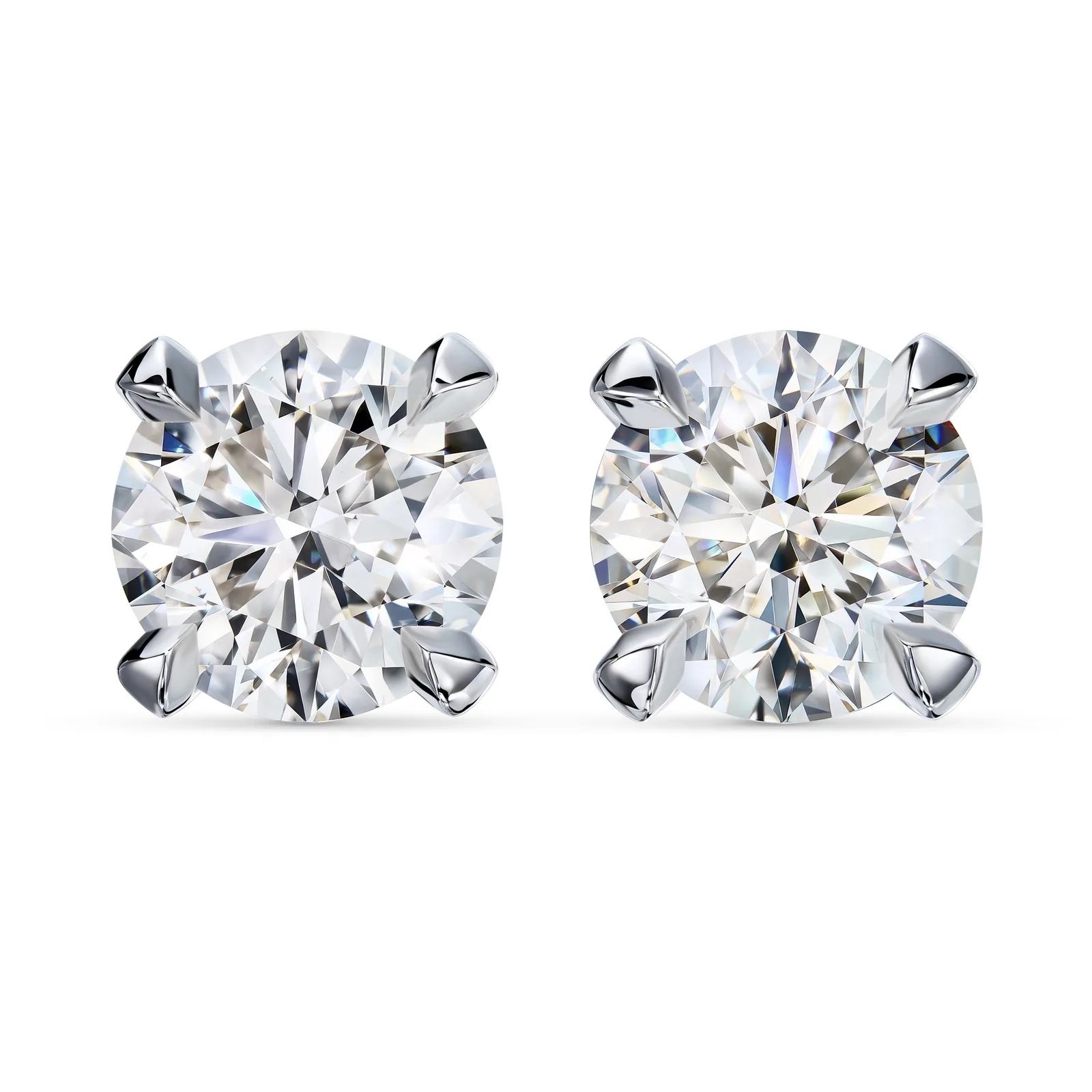 Stud earrings 1.00 + 1.00 ct. White diamonds 1.00 + 1.00 ct. Colour K, clarity VS1 / SI1