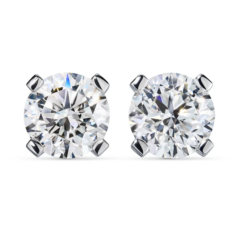 Stud earrings 1.06 + 1.01 ct. White diamonds 1.06 + 1.01 ct. Colour K, clarity VS1 / VS2