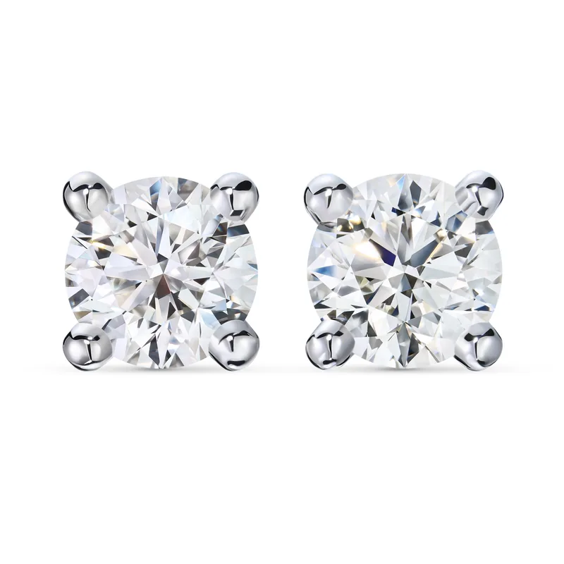 Stud earrings 1.02 + 1.00 ct. White diamonds 1.02 + 1.00 ct. Colour K, clarity VVS2 / VS1