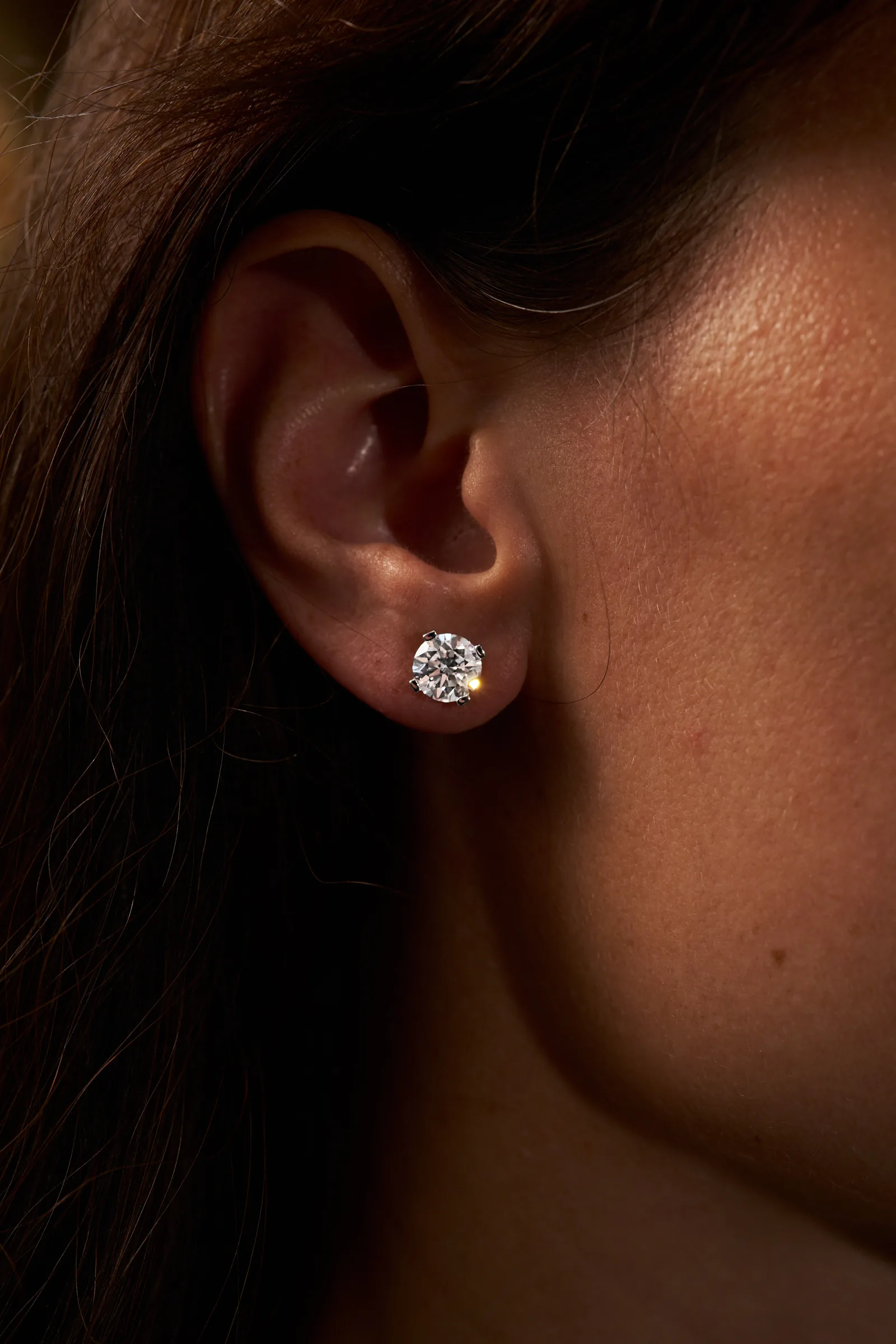 Stud earrings 1.50 + 1.50 ct. White diamonds 1.50 + 1.50 ct. Colour D, clarity VS1