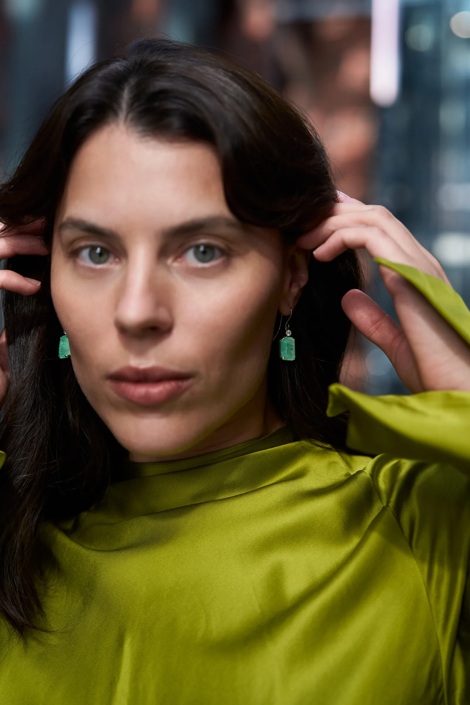Earrings 9.55 + 9.53 ct. Emeralds 9.55 + 9.53 ct. Colour 5, Г3 (Russian grading) — 3
