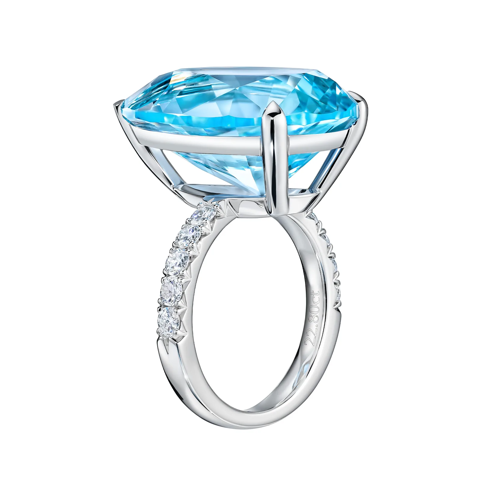 Ring 22.80 ct. Topaz 22.80 ct. Side diamonds 0.49 ct — 3