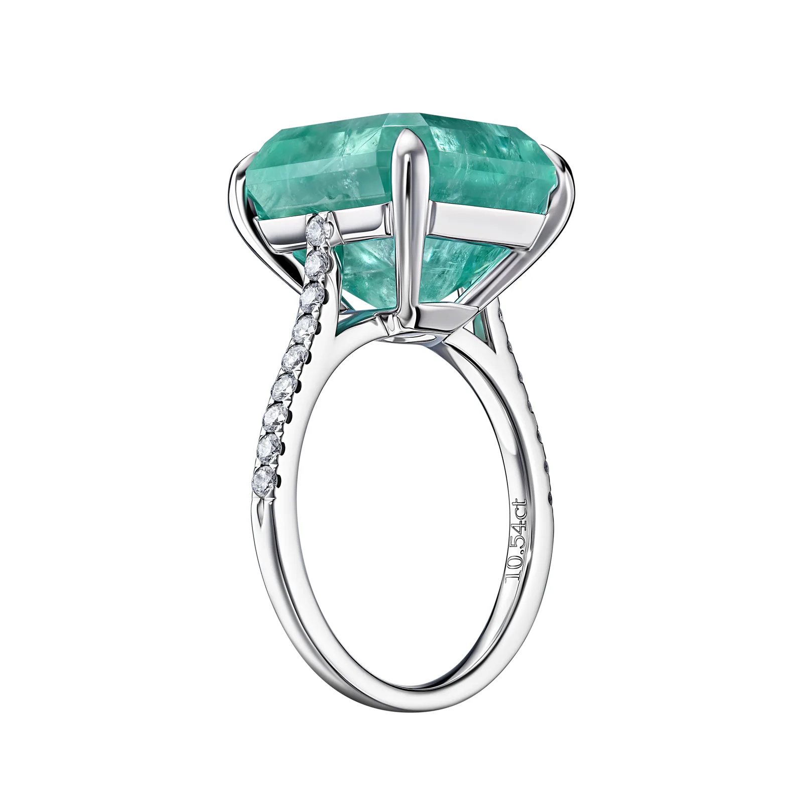 Ring 10.54 ct. Emerald 10.54 ct. Side diamonds 0.24 ct — 4
