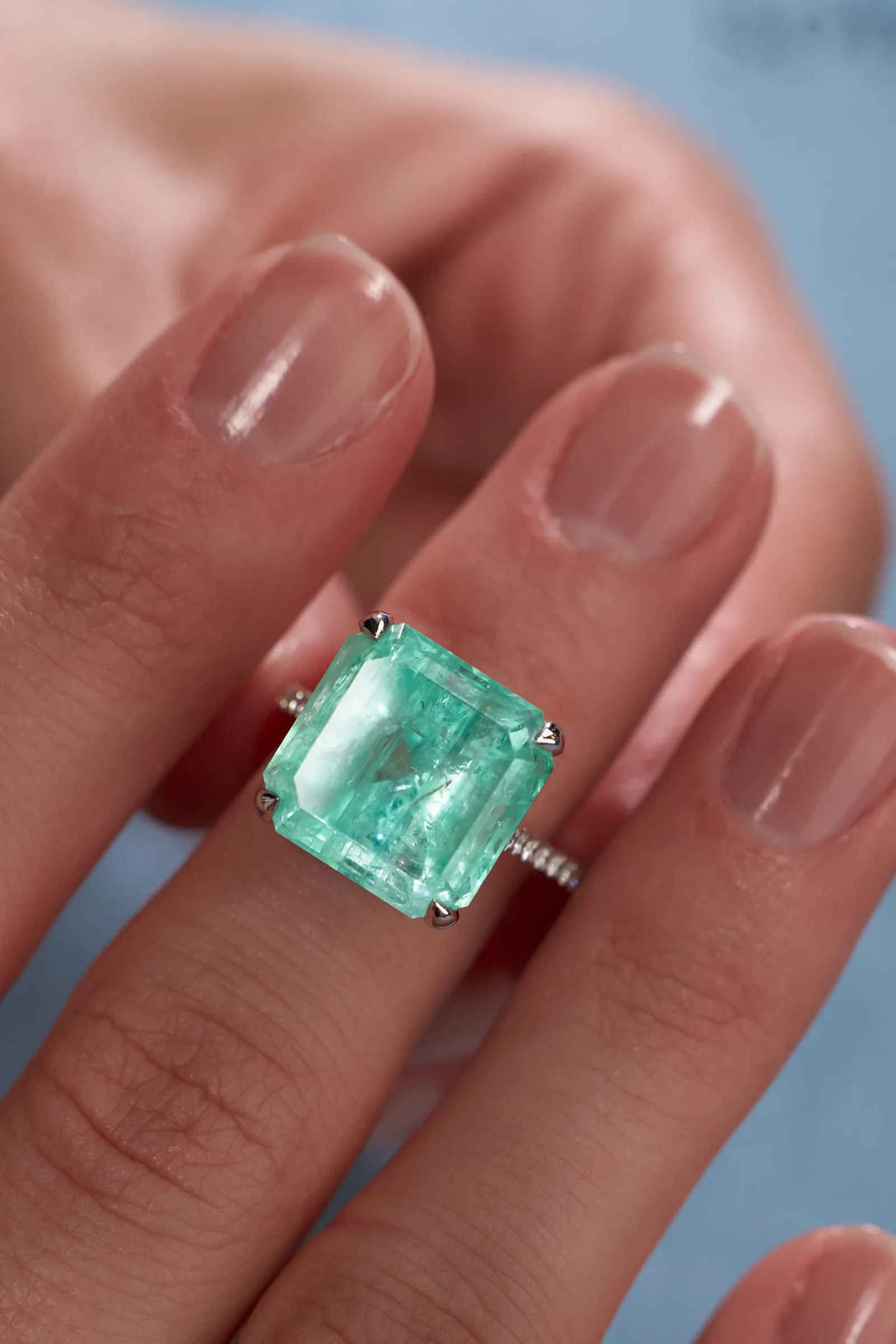 Ring 10.54 ct. Emerald 10.54 ct. Side diamonds 0.24 ct — 5
