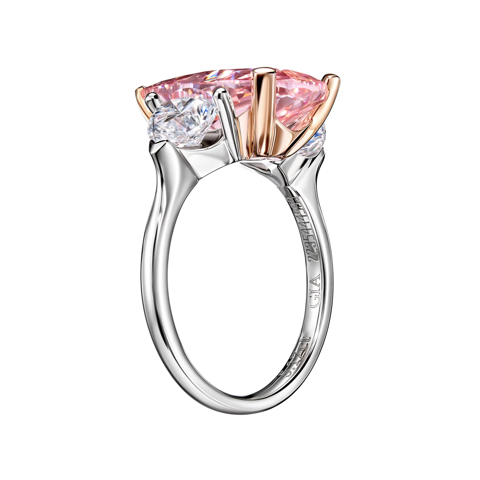 Ring 5.17 ct. Pink diamond 5.17 ct. Colour Fancy intense pink, clarity VS2 — 5