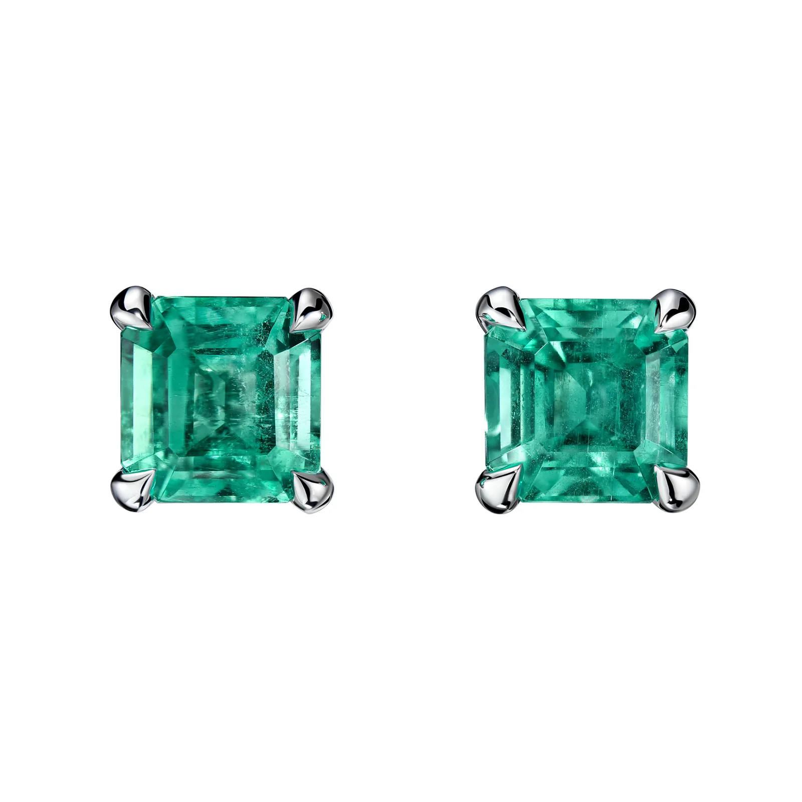 Stud earrings 0.89 + 0.88 ct. Emeralds 0.89 + 0.88 ct. Colour 5, Г2 (Russian grading)