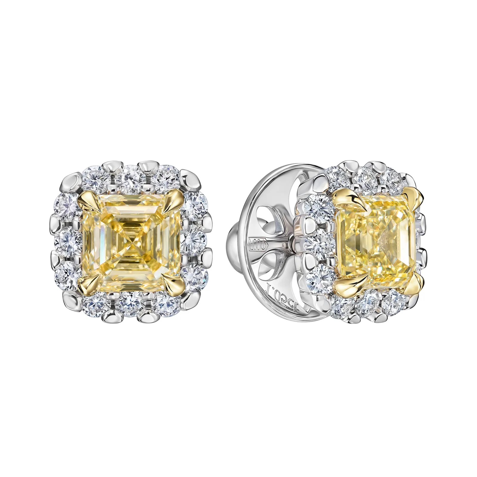Stud earrings 1.17 + 1.05 ct. Yellow diamonds 1.17 + 1.05 ct. Colour Fancy light yellow, clarity VS1 / VVS1 — 4