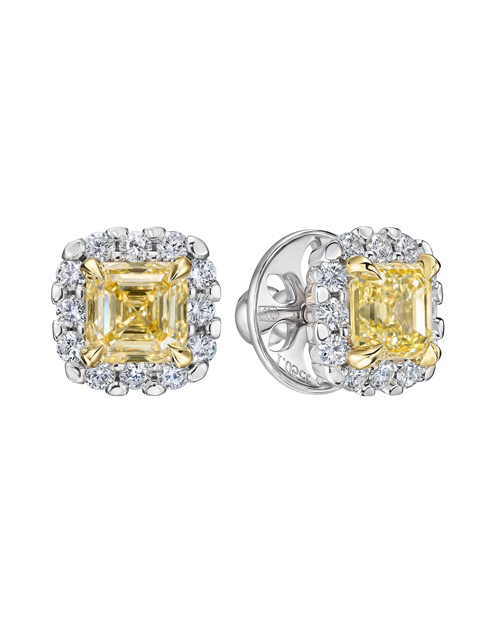Stud earrings 1.17 + 1.05 ct. Yellow diamonds 1.17 + 1.05 ct. Colour Fancy light yellow, clarity VS1 / VVS1 — 6