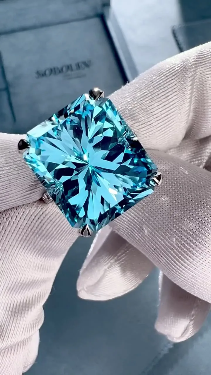Ring 24.08 ct. Topaz 24.08 ct. Side diamonds 0.33 ct