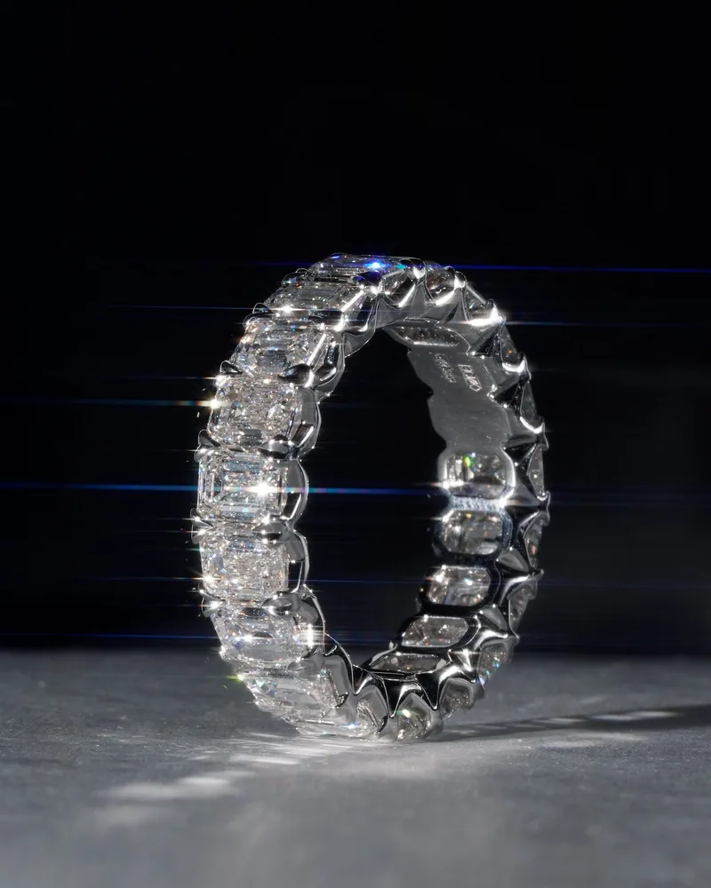 Eternity band ring with diamonds all around